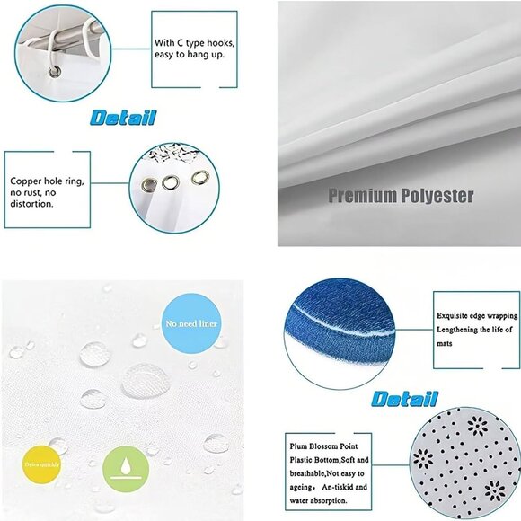 4PCS pretty eyelash shower curtain set - Picture 7 of 7